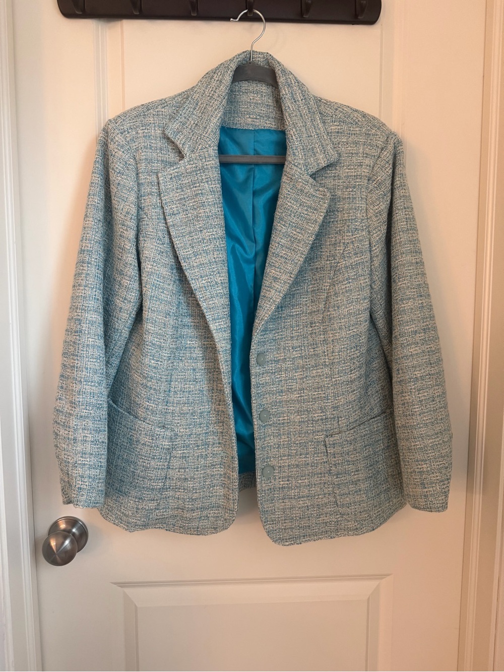 Vintage Blue Tweed Blazer Jacket